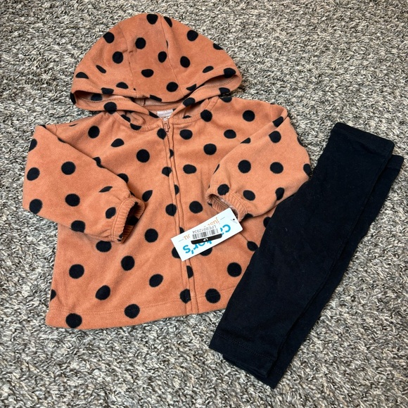 NEW Carter’s 9 month girl outfit fleece hoodie w/ pants - Picture 1 of 4
